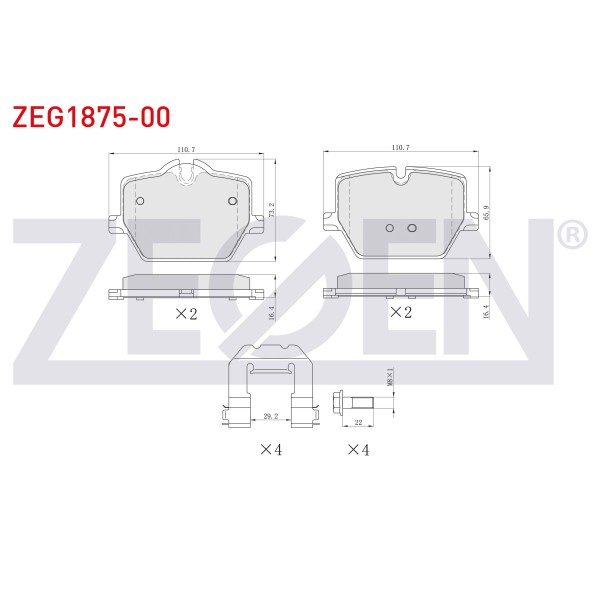 ZEGEN Bmw Fren Balata Arka Ikazli 3 Serisi (G20) 2018- / 4 Serisi (G22) 2019- / Z4 (G29) 2019 - Kod ZEG1875-00 - OEM 34206888835