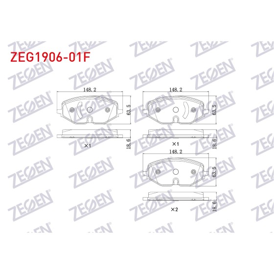 ZEGEN Fren Balata ON Fisli Volkswagen Golf Viii 2020- / Skoda Octavia IV 2019- / Seat Leon 2019 - Kod ZEG1906-01F - OEM 5WA698151A ürün görseli