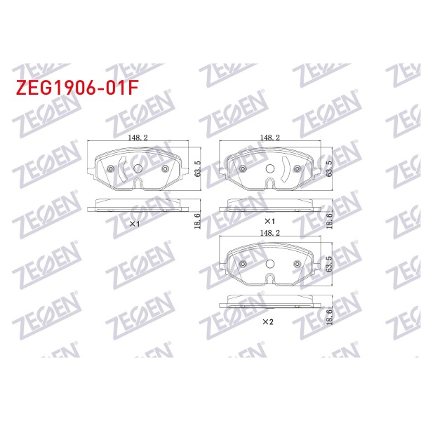 ZEGEN Fren Balata ON Fisli Volkswagen Golf Viii 2020- / Skoda Octavia IV 2019- / Seat Leon 2019 - Kod ZEG1906-01F - OEM 5WA698151A