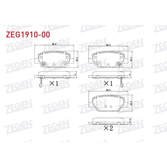 ZEGEN Fren Balata Arka Ikazli Fiat Egea 1.3 Mjt 2015- / Fiat Egea 1.6 Mjt 2015- / Fiat Egea 1.4 16V 2015- / Fiat Egea 1.6 16V 2015- / Fiat Egea HB 1.6 D 2020- / Fiat Egea Cross 1.6 202 - Kod ZEG1910-00 - OEM 77367717 ürün görseli