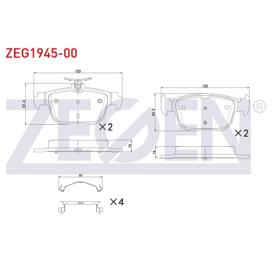 ZEGEN Fren Balata Arka 272mm Disk Volkswagen Golf Viii - Volkswagen Caddy V 2020- / Skoda Octavia IV (NX3) 2020- / Seat Leon (KL1) 2019- / Audi A3 Sportback (8ya) 2019 - Kod ZEG1945-00 - OEM 5WA698451G ürün görseli