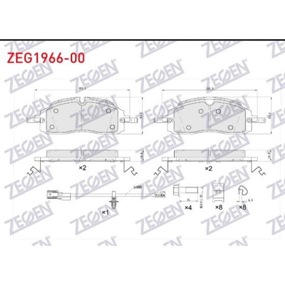 ZEGEN Fren Balata ON Ford Transit Ford Custom (V710, V363) 2023- (Kisa Tip)volkswagen Transporter T8 2025 - Kod ZEG1966-00 - OEM 2717802 ürün görseli
