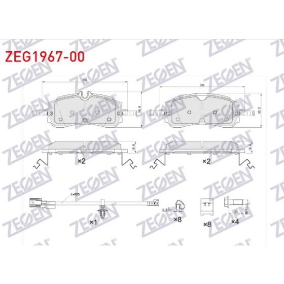 ZEGEN Fren Balata Arka Fisli Ford Transit Ford Custom (V710) 2023- / Volkswagen Transporter T7 2025- / (V363) Elektrikli EL Freni - Kod ZEG1967-00 - OEM 7TG698451 ürün görseli
