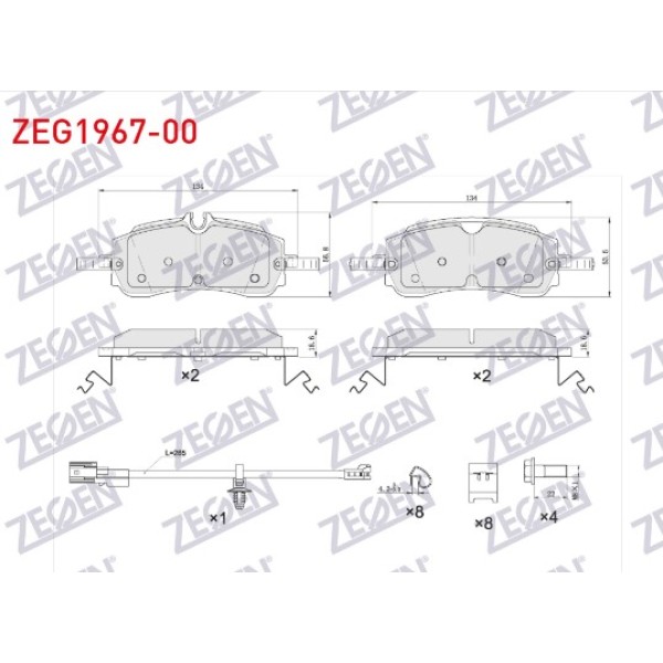 ZEGEN Fren Balata Arka Fisli Ford Transit Ford Custom (V710) 2023- / Volkswagen Transporter T7 2025- / (V363) Elektrikli EL Freni - Kod ZEG1967-00 - OEM 7TG698451