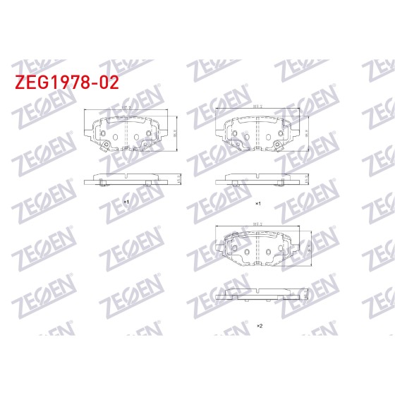 ZEGEN Fren Balata Arka Ikazlifren Balata Arka Ikazli MG ZS - ZS EV 2019 - Kod ZEG1978-02 - OEM 10489774 ürün görseli