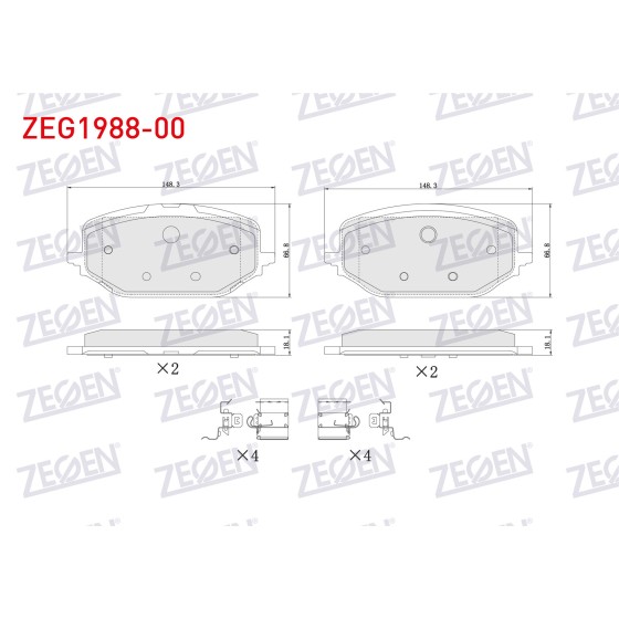 ZEGEN Fren Balata ON Fiat Doblo 2022- / Peugeot Rifter 2019- / Peugeot Partner 2021- / 308 Iii 2021- / 508 II 2019- / Citroen Berlingo 2021- / DS 4 II 2021- / Opel Astra L - Kod ZEG1988-00 - OEM 1647880280 ürün görseli