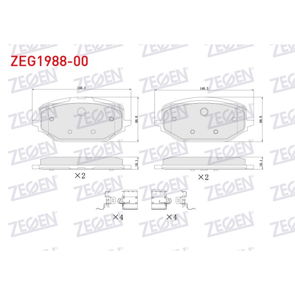 ZEGEN Fren Balata ON Fiat Doblo 2022- / Peugeot Rifter 2019- / Peugeot Partner 2021- / 308 Iii 2021- / 508 II 2019- / Citroen Berlingo 2021- / DS 4 II 2021- / Opel Astra L - Kod ZEG1988-00 - OEM 1647880280