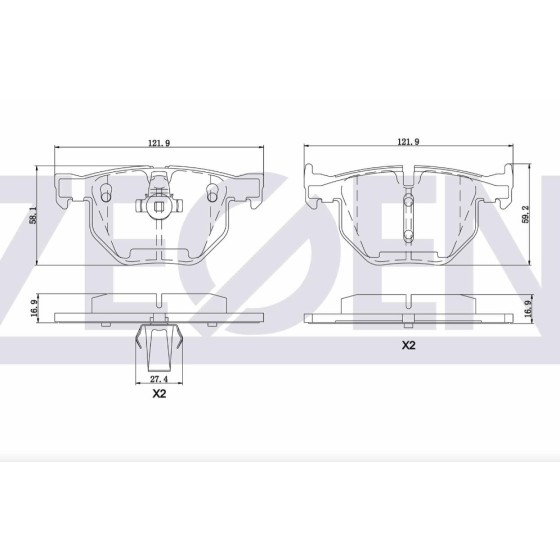 ZEGEN Bmw Fren Balata Arka 5 Serisi (E60) 525 I 17.00mm 2003-2010 - Kod ZEG381-60 - OEM 34216763043 ürün görseli