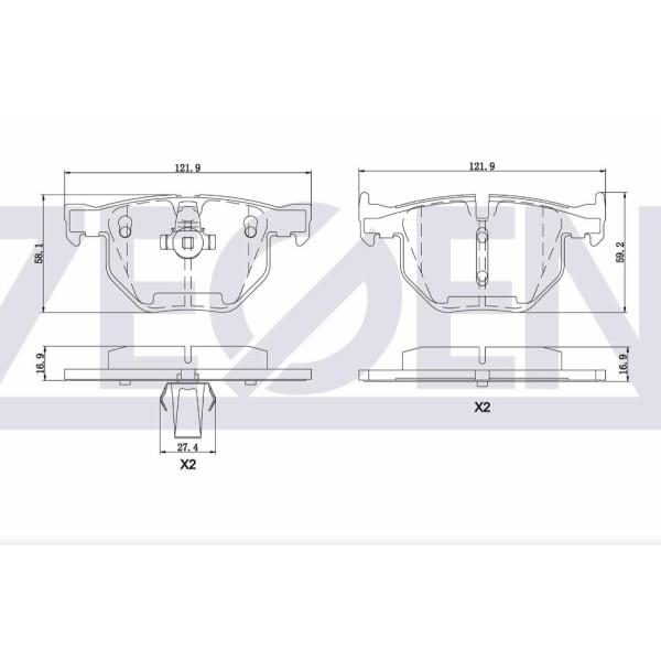 ZEGEN Bmw Fren Balata Arka 5 Serisi (E60) 525 I 17.00mm 2003-2010 - Kod ZEG381-60 - OEM 34216763043