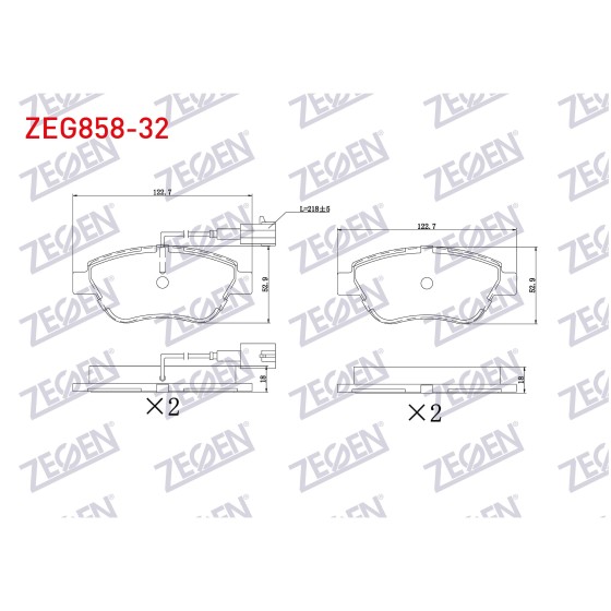 ZEGEN Fren Balata ON Cift Fisli Fiat Linea 1.4 2010- / Fiat Linea 1.6 Mjt 2010- / Fiat Punto Evo 1.3 Mjt Romeo Alfa Romeo Mito 1.6 JTD 2008- / Alfa Romeo Mito 1.4 T 2008- / Citroen - Kod ZEG858-32 - OEM 1609253280 ürün görseli