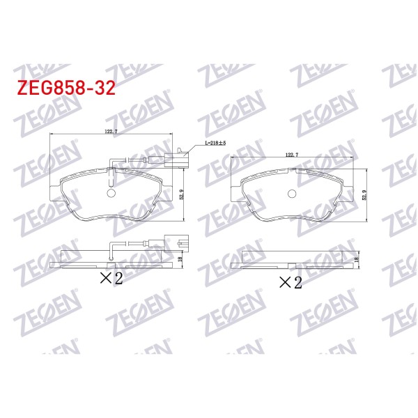 ZEGEN Fren Balata ON Cift Fisli Fiat Linea 1.4 2010- / Fiat Linea 1.6 Mjt 2010- / Fiat Punto Evo 1.3 Mjt Romeo Alfa Romeo Mito 1.6 JTD 2008- / Alfa Romeo Mito 1.4 T 2008- / Citroen - Kod ZEG858-32 - OEM 1609253280