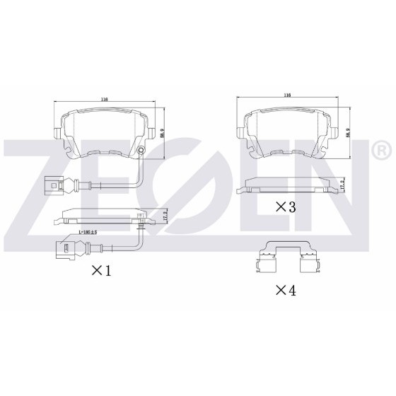 ZEGEN Arka Fren Balatası - Fisli T5 1.9 Audi TDI 2003-2011 / T5 2.5 Audi TDI 2003-2011 - Kod ZEG897-11 - OEM 7E0698451D ürün görseli