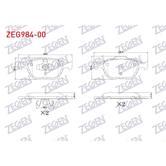 ZEGEN Fren Balata ON Ford Transit Ford Connect 1.8 TDCI 2002-2013 / Tourneo Ford Connect 1.8 TDCI 2002-2013 / Ford Focus I (Daw, Dbw) 2.0i 16V 1998-2004 - Kod ZEG984-00 - OEM 2T142K021AC ürün görseli