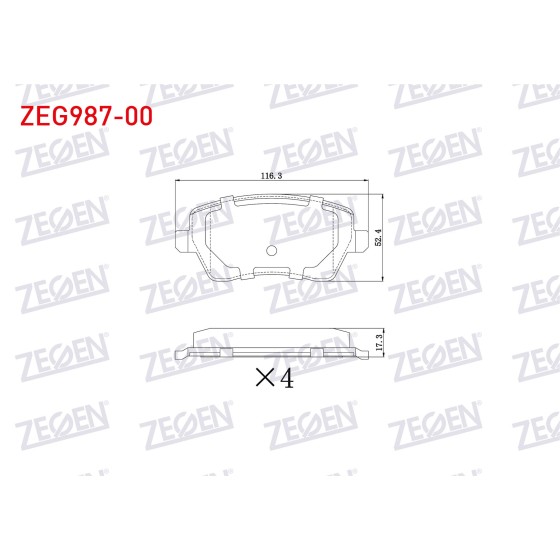 ZEGEN Fren Balata ON Renault Clio Iii 1.2i 16V Iii 1.4i 16V Iii 1.5 DCI Dacia Duster 1.5 DCI 2012- / Dacia Dokker 1.5 DCI 2012- / Lod - Kod ZEG987-00 - OEM 4106000Q0K ürün görseli