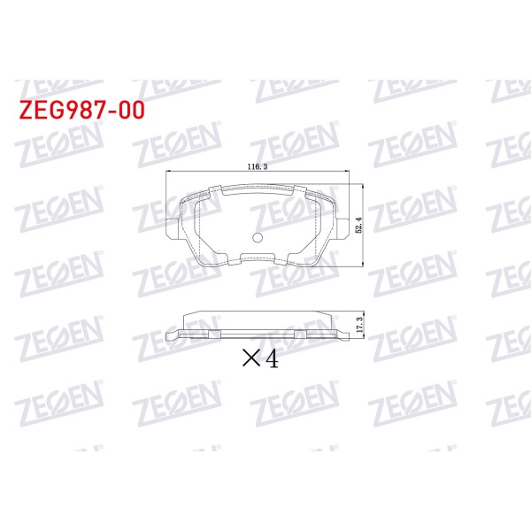 ZEGEN Fren Balata ON Renault Clio Iii 1.2i 16V Iii 1.4i 16V Iii 1.5 DCI Dacia Duster 1.5 DCI 2012- / Dacia Dokker 1.5 DCI 2012- / Lod - Kod ZEG987-00 - OEM 4106000Q0K