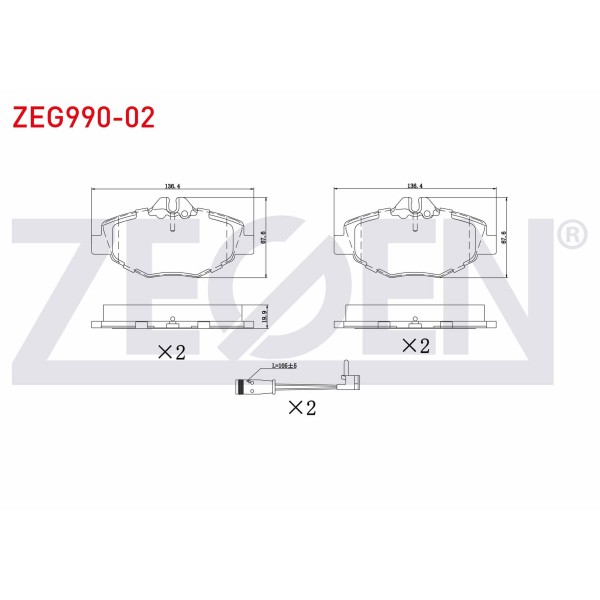 ZEGEN Fren Balata ON Fisli Mercedes-benz E Serisi (W211) E 320 CDI 2002-2008 / (W211) E 280 CDI 2002-2008 / (W211) E 200 - Kod ZEG990-02 - OEM A0044208720