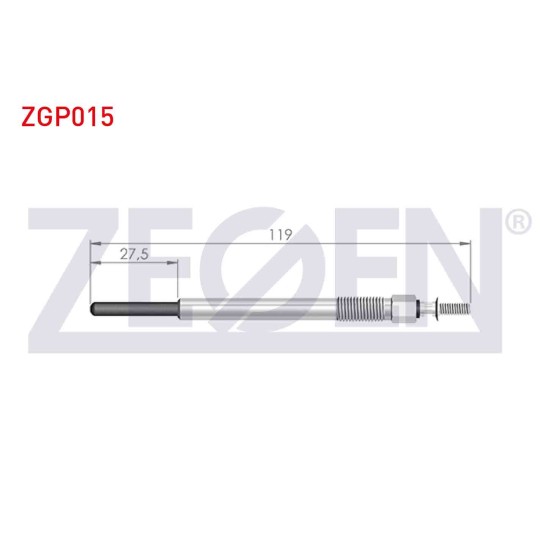ZEGEN Buji - Kizdirma Buji 11V 118mm Citroen Berlingo 1.6HDI 2003-2008 / Citroen C3 (FC) 1.4HDI 2002-2009 / Peugeot Partner 1.6HDI 2003-2008 / 206 (2A / C) 1.4HDI 1998-2006 - Kod ZGP015 - OEM 1148105 ürün görseli