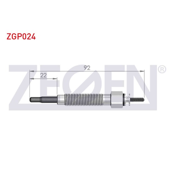ZEGEN Buji - Kizdirma Buji 12V Hyundai H100 2.5D 1993-2004 / Mitsubishi L300 (P0W, P1W) 2.5D 1986-2006 / Bongo K2500 2.5tci 2003- / Nissan Pick UP (D21) 2.5D - Kod ZGP024 - OEM 1106543G01 ürün görseli