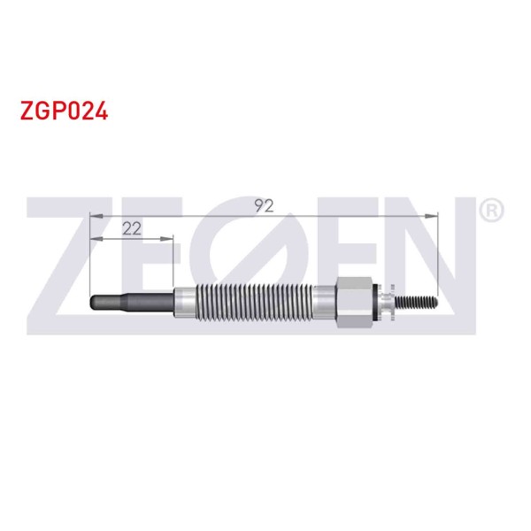 ZEGEN Buji - Kizdirma Buji 12V Hyundai H100 2.5D 1993-2004 / Mitsubishi L300 (P0W, P1W) 2.5D 1986-2006 / Bongo K2500 2.5tci 2003- / Nissan Pick UP (D21) 2.5D - Kod ZGP024 - OEM 1106543G01