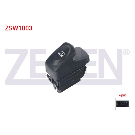 ZEGEN Cam Acma Anahtari Tekli Turuncu Isik 6 Pin Renault Clio II - Kangoo 1998-2008 - Kod ZSW1003 - OEM 7700838101 ürün görseli