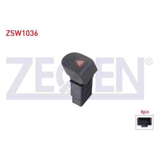 ZEGEN Flasor Anahtari 8 Pin Kirmizi Isik Renault Kangoo 1998-2008 - Kod ZSW1036 - OEM 7700308821 ürün görseli
