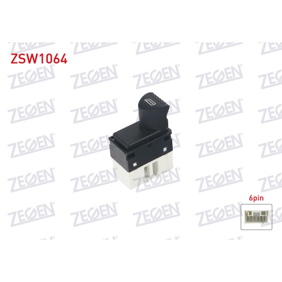 ZEGEN Cam Acma Anahtari Tekli Beyaz 6 Pin Turuncu Isik Fiat Albea - Fiat Palio - Strada 1996-2005 - Kod ZSW1064 - OEM 100161240 ürün görseli