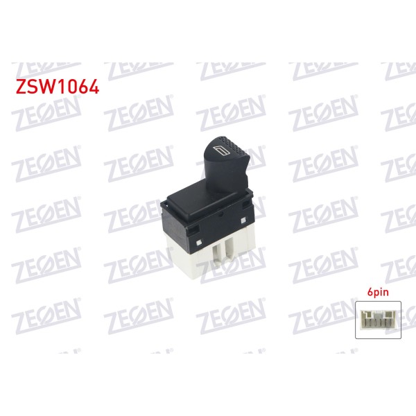 ZEGEN Cam Acma Anahtari Tekli Beyaz 6 Pin Turuncu Isik Fiat Albea - Fiat Palio - Strada 1996-2005 - Kod ZSW1064 - OEM 100161240