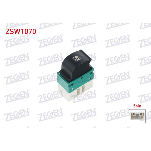 ZEGEN Cam Acma Anahtari Tekli Beyaz 5 Pin Turuncu Isik Fiat Doblo 2001-2010 - Kod ZSW1070 - OEM 735417033A