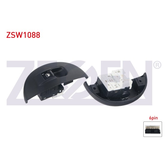 ZEGEN Cam Acma Anahtari Tekli Yesil Isik 6 Pin Fiat Palio - Fiat Siena 1996-2005 - Kod ZSW1088 - OEM 100151091 ürün görseli