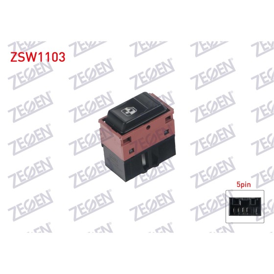 ZEGEN Cam Acma Anahtari Tekli Yesil Isik 5 Pin Fiat Dogan Slx 1993-2002 - Kod ZSW1103 - OEM 90811800 ürün görseli