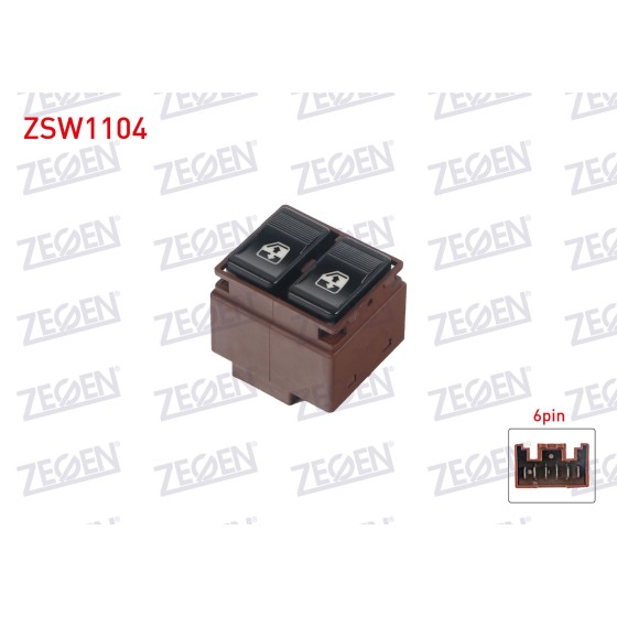 ZEGEN Cam Acma Anahtari Ciftli Yesil Isik 6 Pin Fiat Dogan Slx 1993-2002 - Kod ZSW1104 - OEM 90811400 ürün görseli