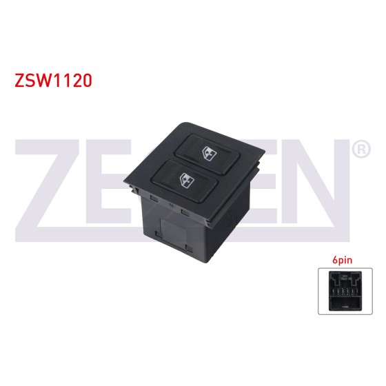 ZEGEN Cam Acma Anahtari Ciftli 6 Pin Fiat Uno 70 1994-2000 - Kod ZSW1120 - OEM 1819802 ürün görseli