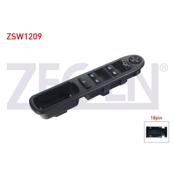 ZEGEN Ayna - Cam Acma Anahtar Grup Ayna Ayarli Katlanir Ayna 18 Pin Peugeot 207 2006-2012 - Kod ZSW1209 - OEM 6554.EH ürün görseli