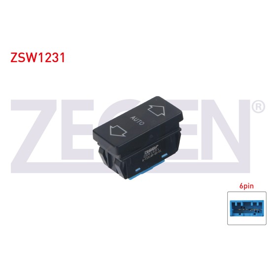 ZEGEN Cam Acma Anahtari Tekli 6 Pin Otomatik Peugeot 106 II 1996-2002 / 405 I 1987-1996 - Kod ZSW1231 - OEM 6552.V1 ürün görseli
