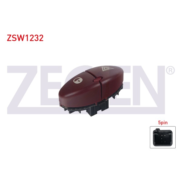ZEGEN Kapi Kilit VE Flasor Anahtari 5 Pin Peugeot 206 1998-2006 - Kod ZSW1232 - OEM 6554.L0