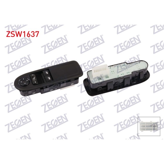 ZEGEN Cam Acma Anahtar Grup 14 Pin Citroen C3 II (SC_) 2009- / Kia Sportage Iii (SL) 2010 - Kod ZSW1637 - OEM 96647495XT ürün görseli