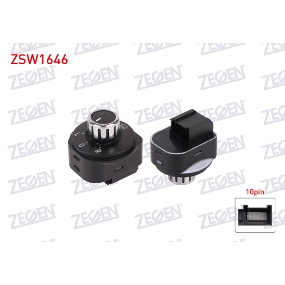 ZEGEN Ayna - Ayar Dugmesi Rezistansli Krom 10 Pin Volkswagen Polo 2010-2013 - Kod ZSW1646 - OEM 6R1959565F ürün görseli