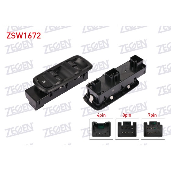 ZEGEN Cam Acma Anahtar Grup Cerceveli 19 Pin Ford Fiesta 2008-2012 - Kod ZSW1672 - OEM ürün görseli