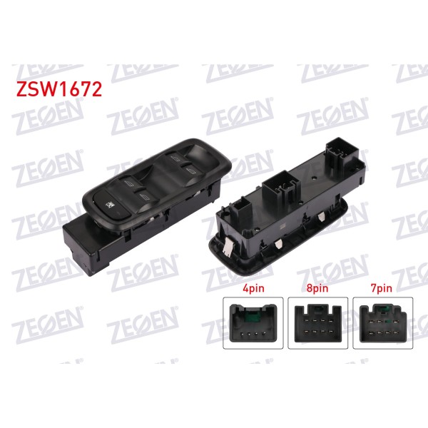 ZEGEN Cam Acma Anahtar Grup Cerceveli 19 Pin Ford Fiesta 2008-2012 - Kod ZSW1672 - OEM