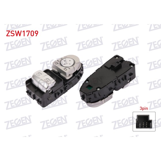ZEGEN Ayna - Cam Acma Anahtari Ciftli Ayna Ayarli 3 Pin Mercedes-benz Vito 2014 - Kod ZSW1709 - OEM A2059050302 ürün görseli