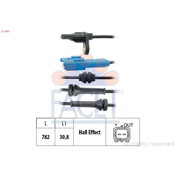 Facet ABS Hız Sensörü (Arka) – 21.0061 / OEM 454598