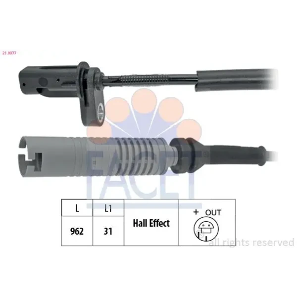 Facet ABS Hız Sensörü (Arka) – 21.0077 / OEM 34526762466