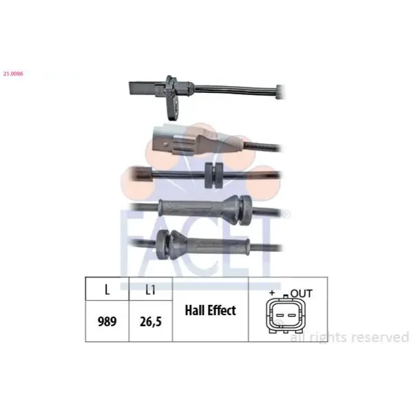 Facet ABS Hız Sensörü (Arka) – 21.0096 / OEM 4545E8