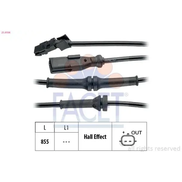 Facet ABS Hız Sensörü (Arka) – 21.0104 / OEM 479006271R
