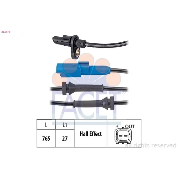 Facet ABS Hız Sensörü (Arka) – 21.0170 / OEM 9805066080