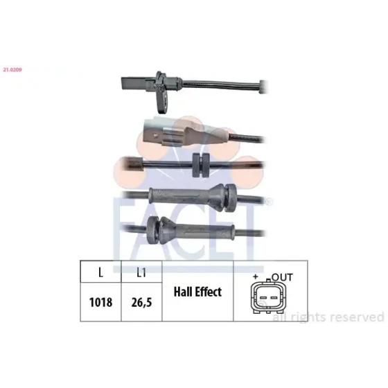 Facet ABS Hız Sensörü (Arka) – 21.0209 / OEM 9813764880 ürün görseli