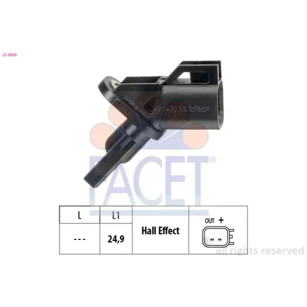 Facet ABS Hız Sensörü (Ön) – 21.0005 / OEM 6G9N2B372CB