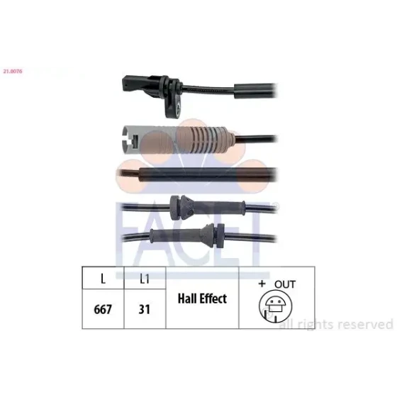 Facet ABS Hız Sensörü (Ön) – 21.0076 / OEM 34526762465 ürün görseli