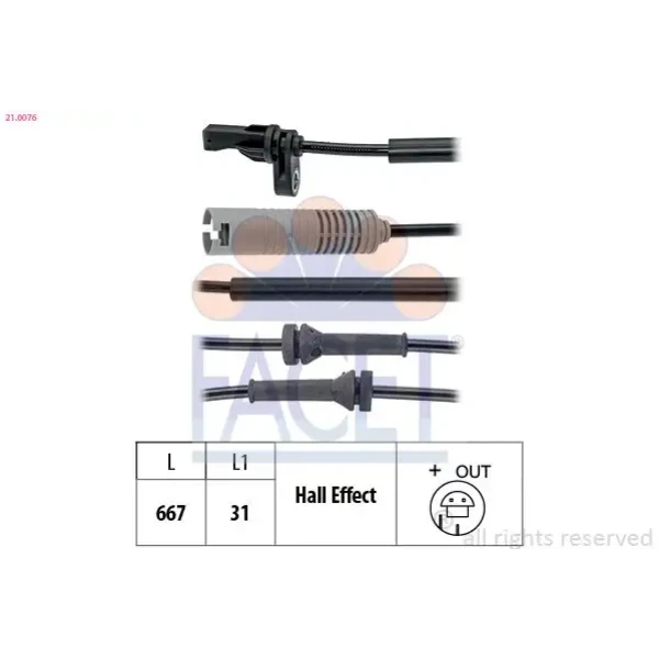 Facet ABS Hız Sensörü (Ön) – 21.0076 / OEM 34526762465