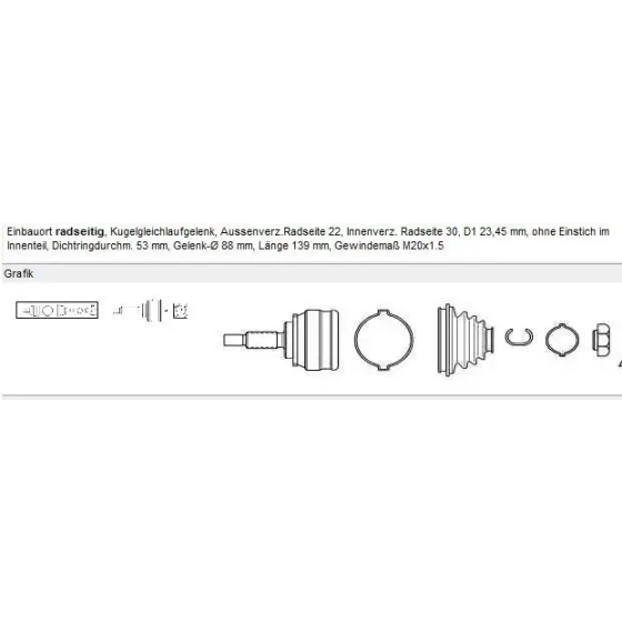 GKN Aks Kafası (Dış) – 304814 / OEM 6X0498099 ürün görseli